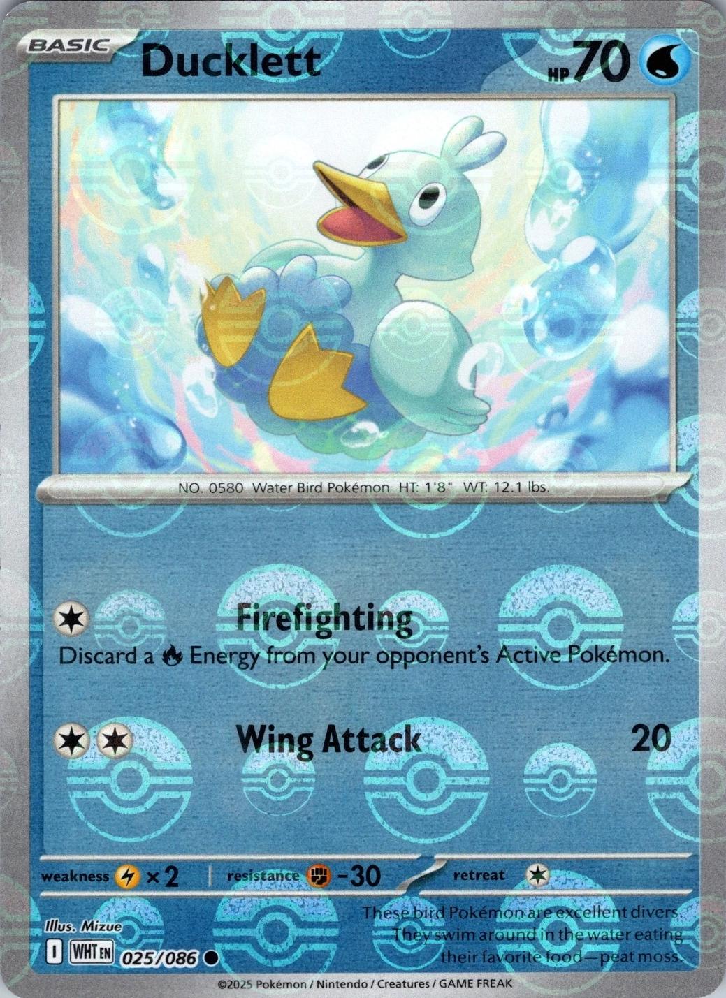 White Flare Ducklett [Poke-Ball] Pokémon card